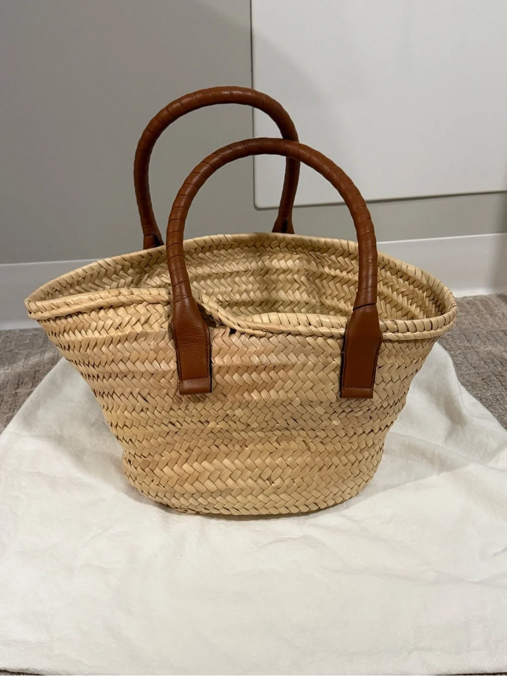 Chloe Tan Leather-Trim Straw Tote Bag - Women Bags